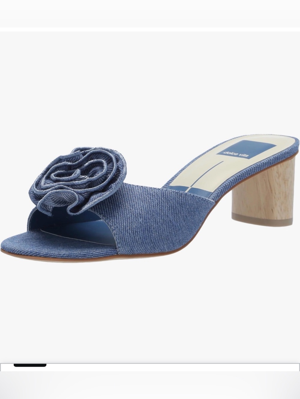 Dolce Vita Blue Denim Flower Slide Sandals
